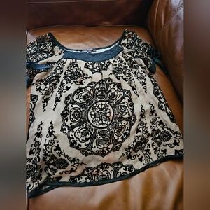 Hale Bob Black and Cream Women's Top Size Small